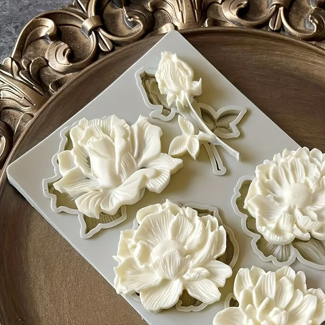 VERIDIAN 8-fach Blumen-Silikonform in Weiß für Fondant, Schokolade und Kuchendekoration - Bild 1