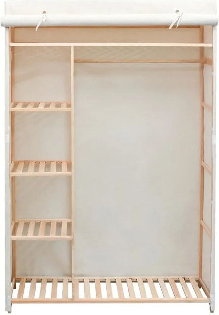 vidaXL Kleiderschrank aus Kiefernholz und Stoff in Weiß, B/T/H: 110 x 40 x 170 cm - Bild 1
