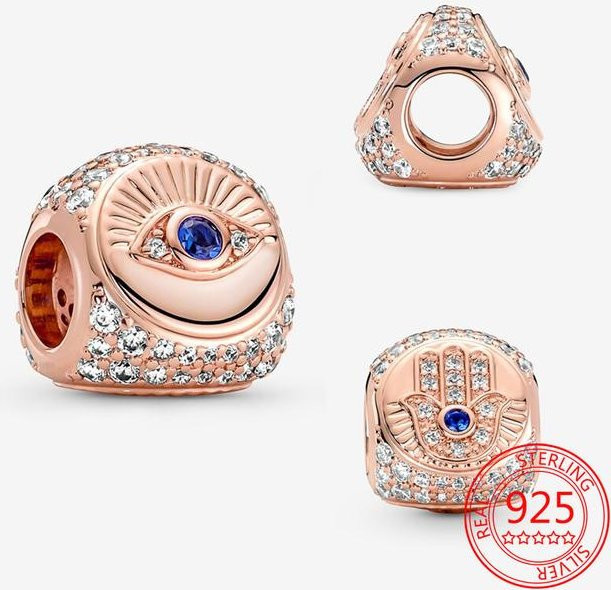 Anhänger 925 Silber, Hamsa, Allsehendes Auge und Feder, Zirkonia, Damen - Bild 1