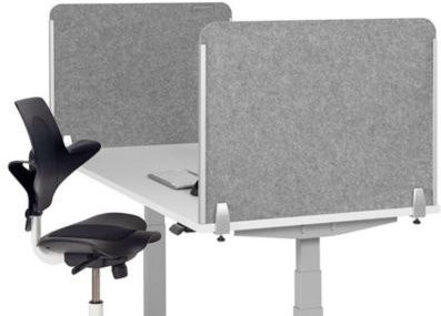 BakkerElkhuizen Schreibtisch-Akustik-Trennwand BE Safety Screen aus PET-Filz, hellgrau, B: 60 cm, T: 2 cm, H: 60 cm - Bild 1