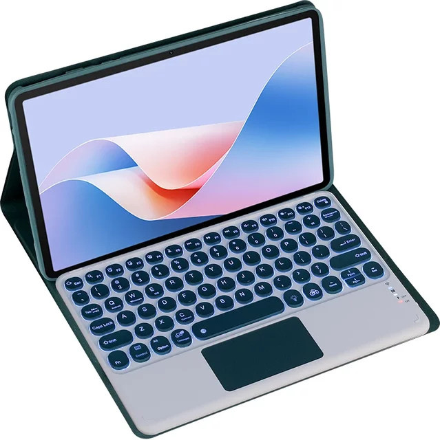 Drahtlose Hintergrundbeleuchtete Tastatur-Schutzhülle aus PU-Leder für Lenovo Tab M10 3. Generation (10,1 Zoll) in Grün - Bild 1