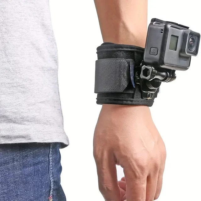 360-Grad-Drehbare Handgelenk- und Armbandhalterung für GoPro Hero 10 9 8 5, Xiaomi Yi 4K und SJ4000 in Schwarz - Bild 1