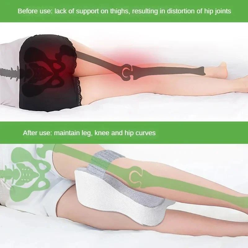 Orthopädisches Beinkissen aus Memory-Schaum mit Baumwollbezug, verstellbares Schwangerschaftskissen für die Seitenlage mit Riemen - Bild 2