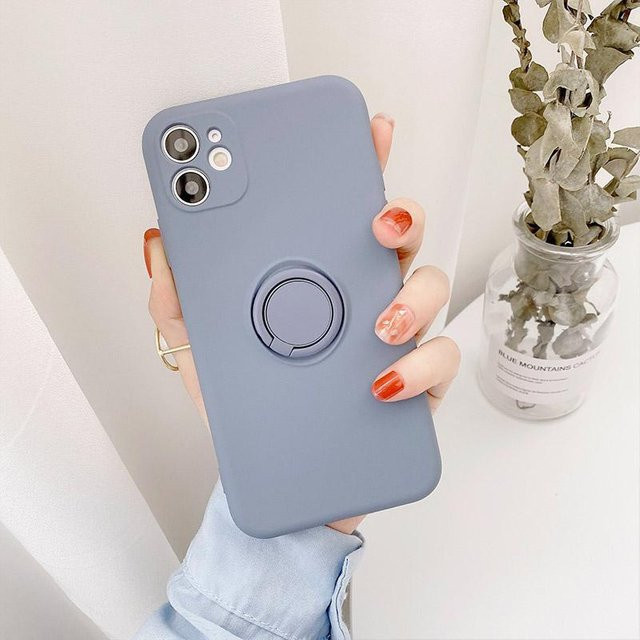 Samsung Handyhülle mit Ringhalter für Galaxy S24 Ultra S23 S22 S21 Plus A13 A52 A53 A54 5G aus weichem TPU in Grau - Bild 1