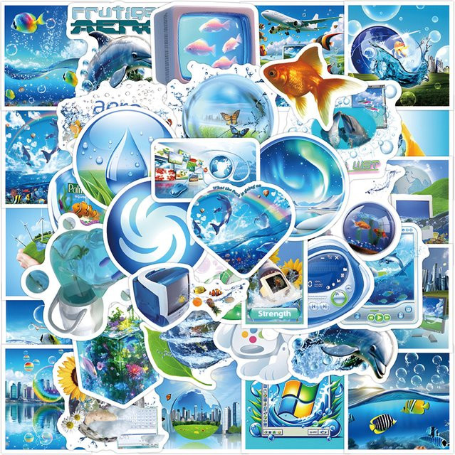 Rspctou Frutiger Aero Blue Cartoon Aufkleber, 10-teiliges Set - Bild 1