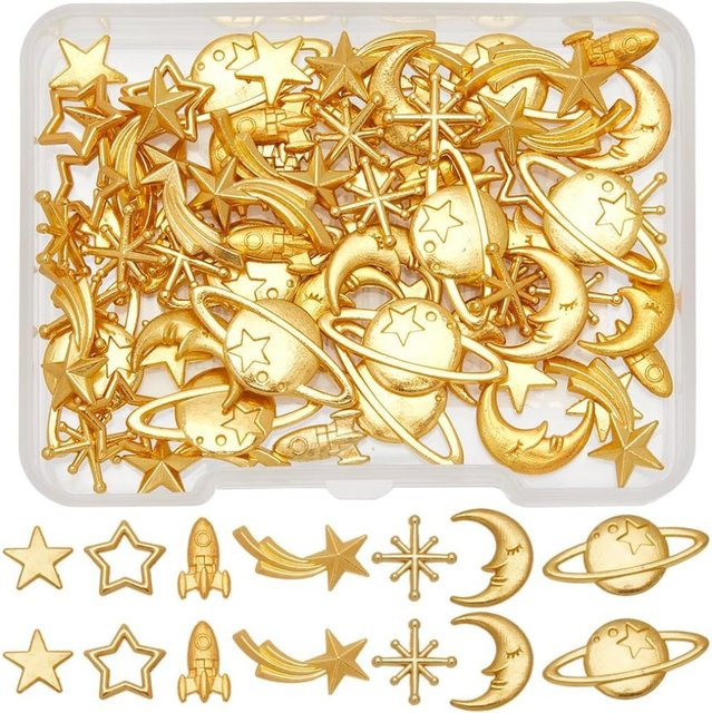 Charms Stern Mond Planet, Gold, Unisex - Bild 1