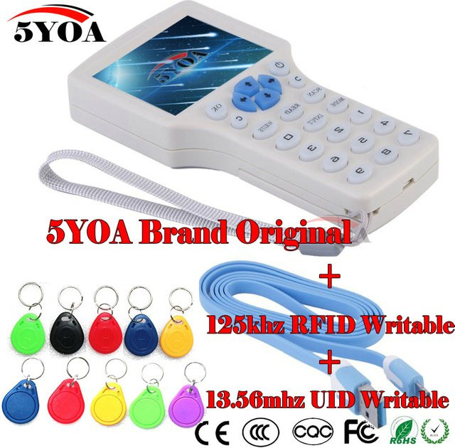 5YOA RFID Kopierer 10-Frequenz ID IC Reader Writer für M1 13,56 MHz verschlüsselte Duplikator Programmierer mit USB und NFC in Weiß - Bild 1