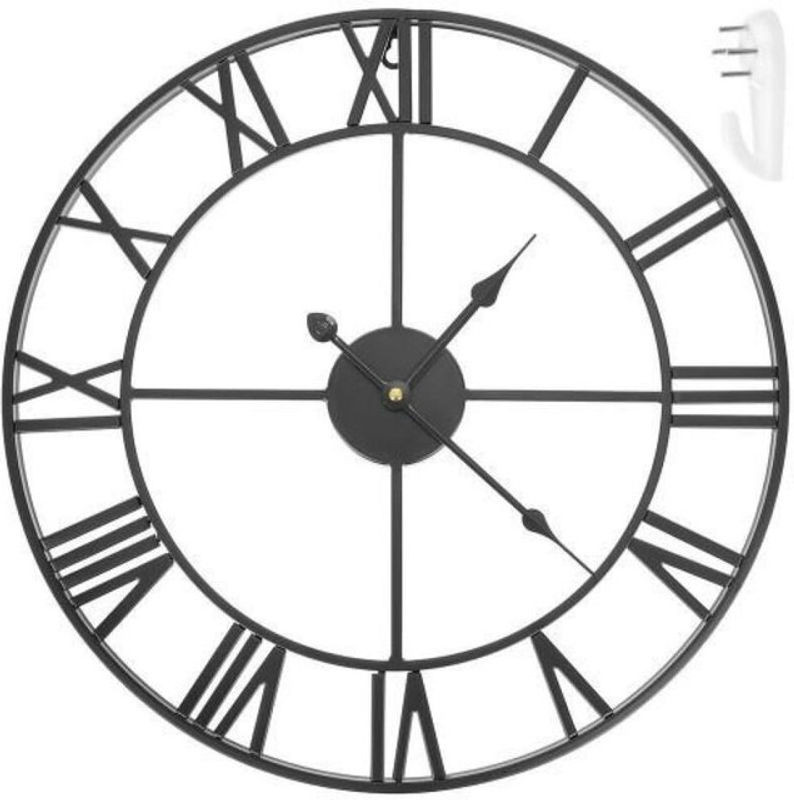 Retro Wanduhr von MATERIAUXBRICO.COM in Schwarz, analoge Metall-Uhr im skandinavischen Design, Durchmesser: 47,5 cm - Bild 1