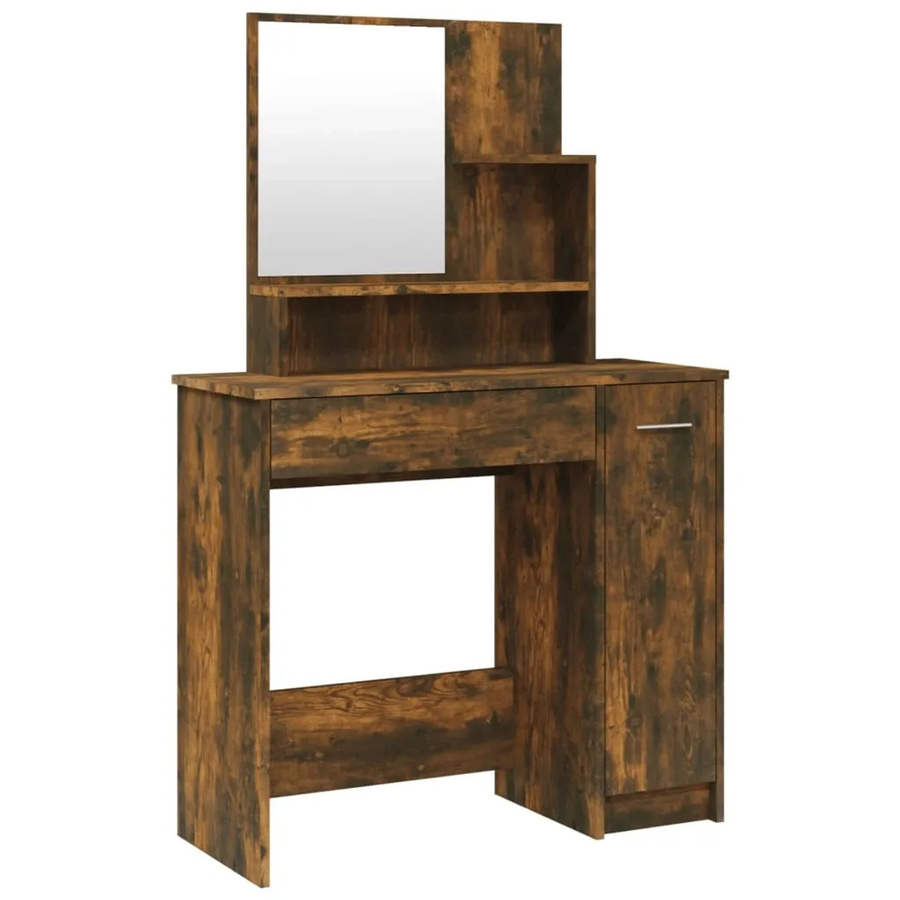 vidaXL Schminktisch mit Spiegel in Räuchereiche, B/T/H: 86,5 x 35 x 136 cm - Bild 2