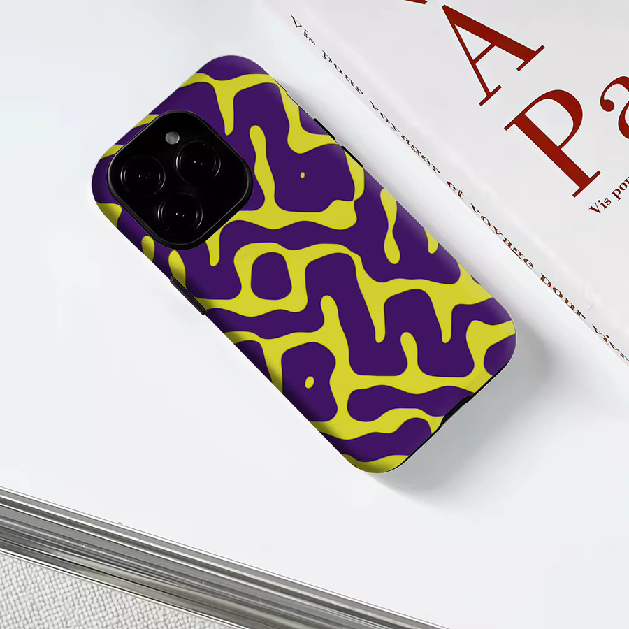 Magnetische iPhone Hülle mit lila-gelber Wellenform, Tough Case für iPhone 17, 16, 15 Pro Max und Plus - Bild 3