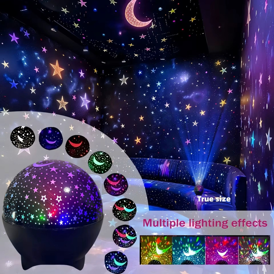 LINYILIGHT RGB LED Sternenmond Galaxy Projektionslampe mit integrierten LEDs für Kinder und Raumdekoration - Bild 2