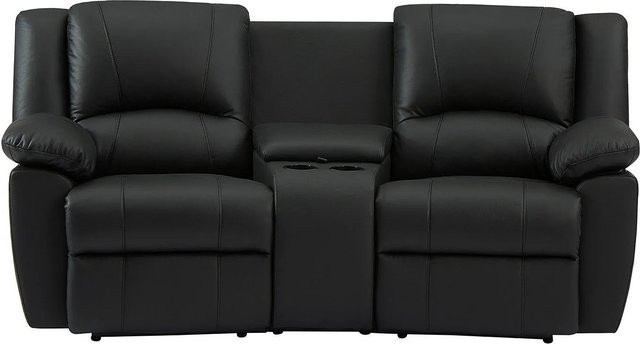 Vente-unique Relaxsofa Aroma Schwarz mit Kunstlederbezug, Breite: 201 cm - Bild 1