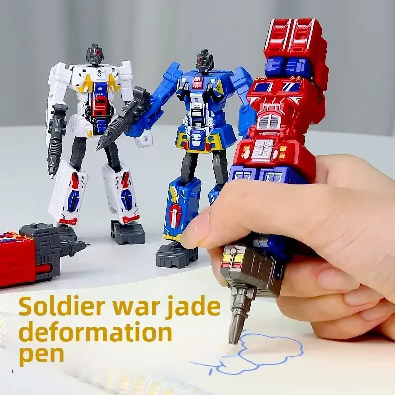 2-in-1 Transformations-Roboter-Spielzeug, Verwandelbarer Kugelschreiber, Roboter, Blau, Bunt / Mehrfarbig - Bild 3