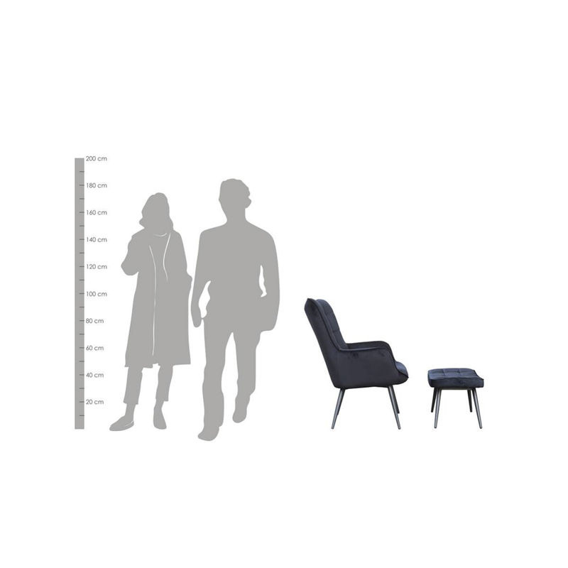 byLIVING Hocker UTA mit Samtbezug in Dunkelgrün und Metallgestell in Schwarz, B/H/T: 60 x 39 x 41 cm - Bild 2