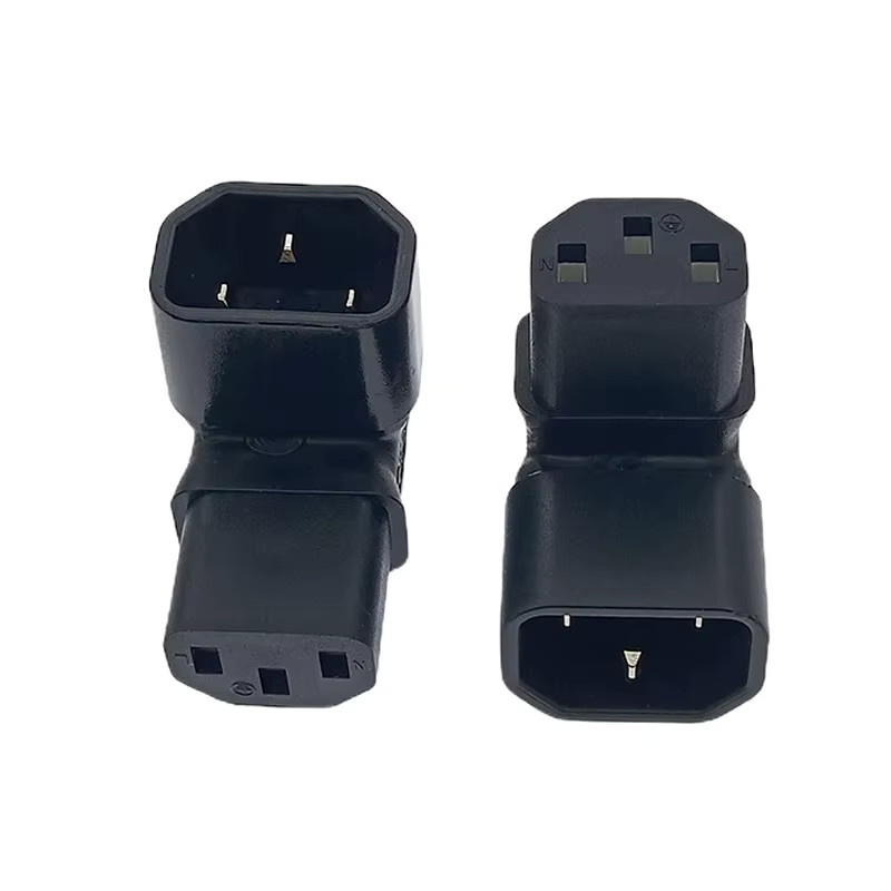 deepartner IEC 320 C14 auf C13 90-Grad-Winkel AC-Adapter, 3-poliger Stecker auf Buchse-Konverter, Schwarz - Bild 2