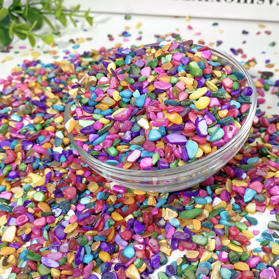 Mehrfarbige Muscheln Chips 1-5mm für DIY Mosaik Kunst und Aquarium Dekoration - Bild 3