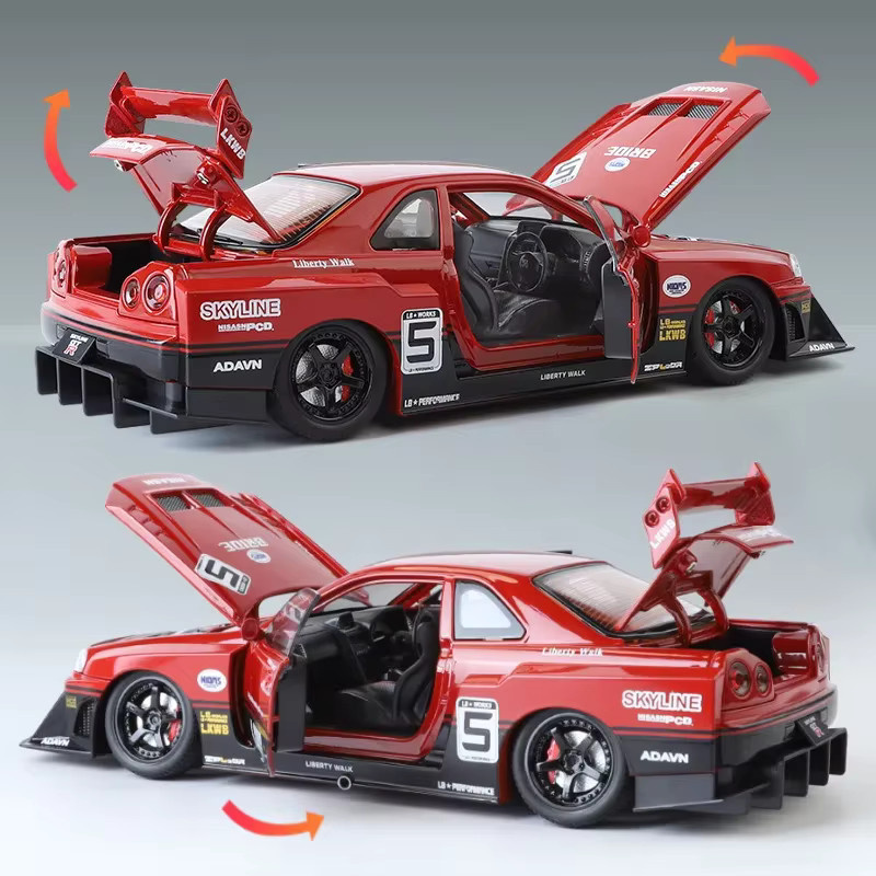 Jinlifang Nissan Skyline GTR-S15 Modifizierte Version, Automodell, 1:24, mit Licht und Sound, Metall - Bild 3