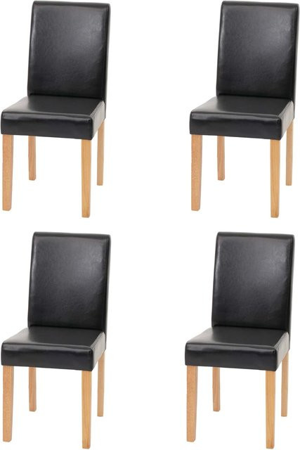 4er-Set Esszimmerstühle Littau von MCW aus schwarzem Kunstleder mit hellen Beinen - Bild 1