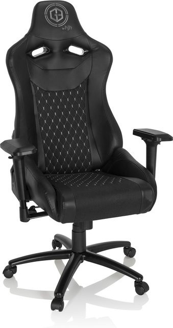 hjh OFFICE Gamingstuhl GAMEBREAKER SX 04 in Schwarz mit Stoff und Kunstleder sowie Armlehnen und Kopfstütze - Bild 1