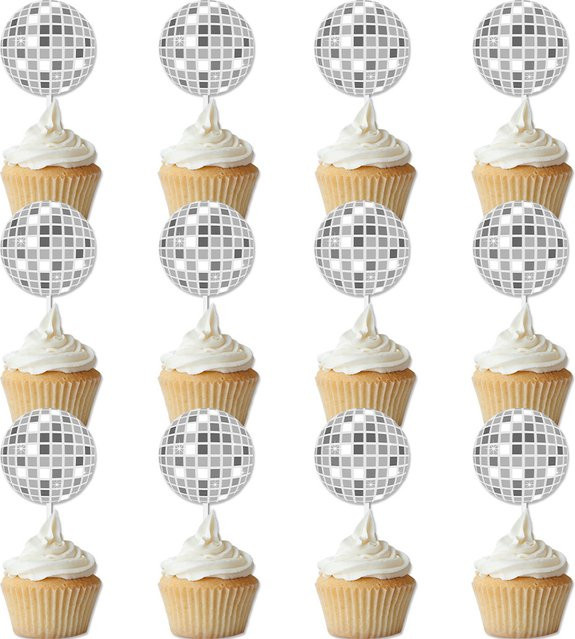 WEIGAO Disco-Kugel-Kuchenaufsätze in Silber, 12 Stück, glitzernde Spiegel-Kugel-Picks für Party-Dekorationen im Retro-Stil - Bild 1