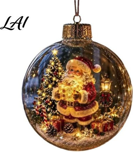 CedricWard Weihnachtsdekoration Transparent Gold Multicolour Beleuchtete Weihnachtskugel mit Warmen LED-Lichtern und Retro-Metallkappe als Hängedekoration - Bild 1