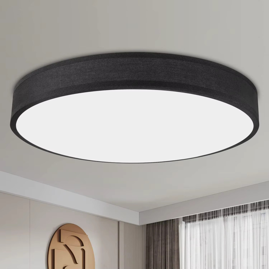 Nettlife Moderne Runde Deckenlampe mit Stoffschirm in Schwarz, Durchmesser: 30 cm, E27 Fassung - Bild 2