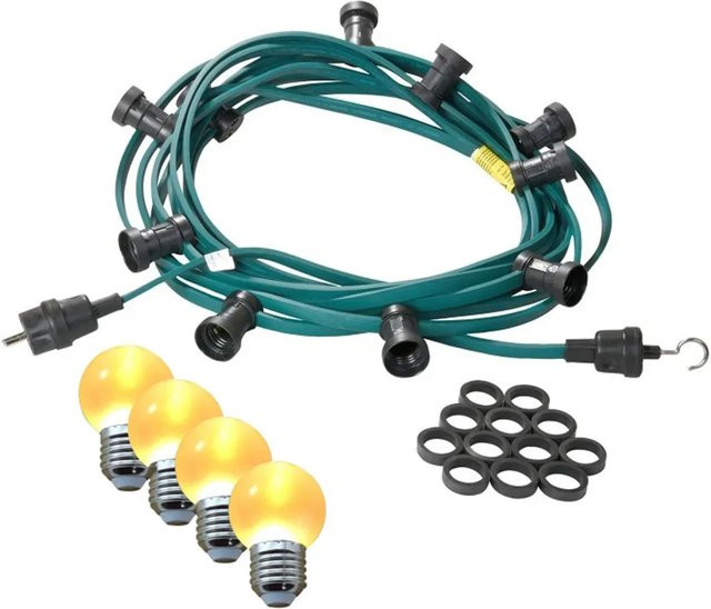 Satisfire Illu- und Partylichterkette mit 30 ultra-warmweißen LED-Kugeln, Grün, 20 m Länge - Bild 1