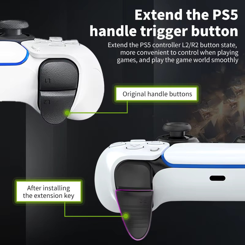 aolion Rutschfeste L2 R2 Trigger-Extender für PS5-Controller in Schwarz - Bild 3