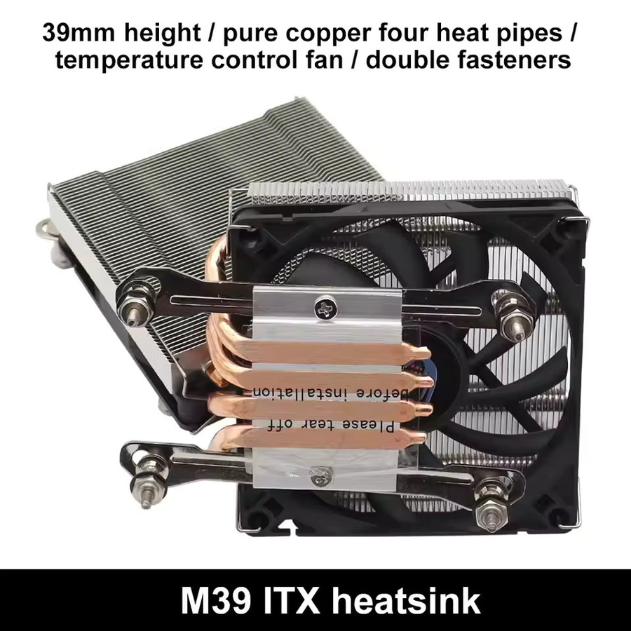 T.F.SKYWINDINTL Low-Profile CPU-Kühler mit leisem PWM-Lüfter und 4 Heatpipes in Schwarz für AM4 und LGA1700/1200/115x ITX-Gehäuse - Bild 4