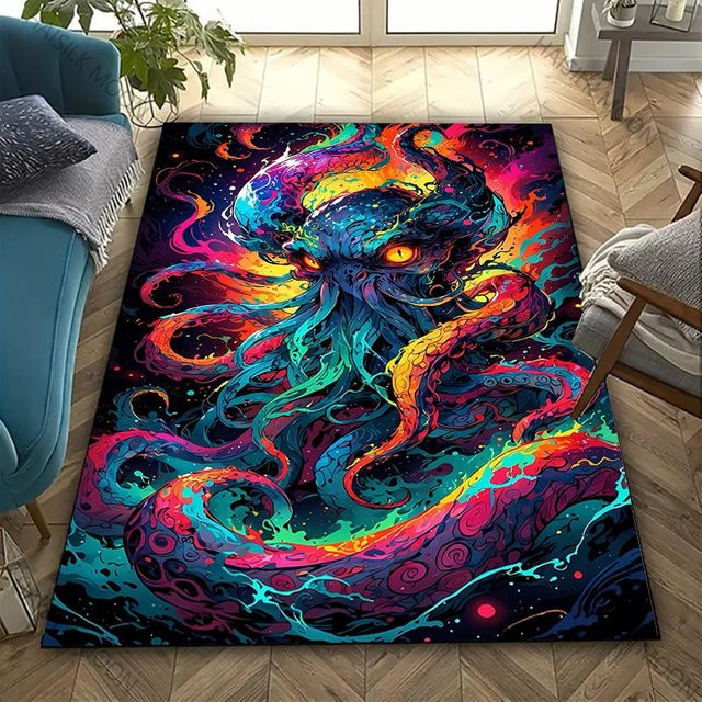 Miniso Moderner Dekoteppich mit Oktopus-Print, Mehrfarbig, B/B: 80 x 120 cm - Bild 1