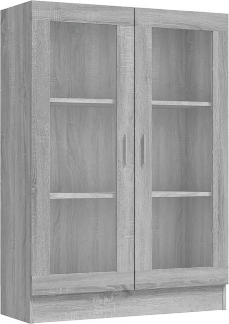 vidaXL Vitrinenschrank Grau Sonoma mit Glastüren und Regalböden, B/T/H: 82,5 x 30,5 x 115 cm - Bild 1