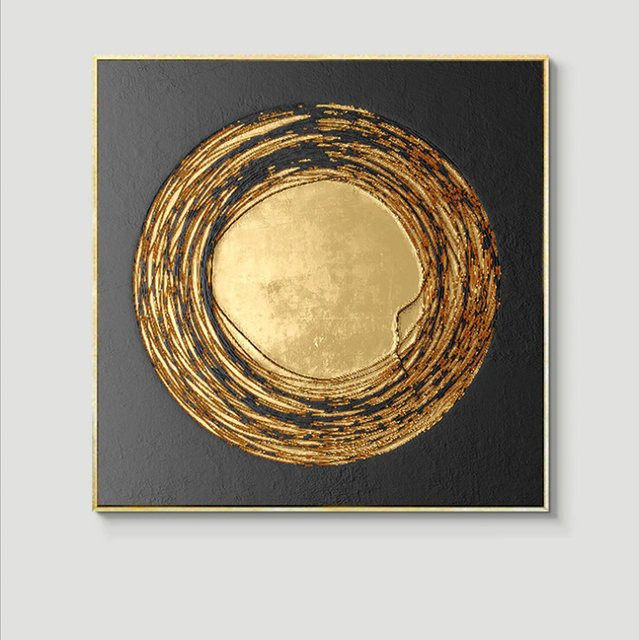 TPFLiving Leinwandbild Nordic Art Abstrakte Quadrate in Gold und Schwarz, Kunstdruck ohne Rahmen, B/H: 40 x 40 cm - Bild 1