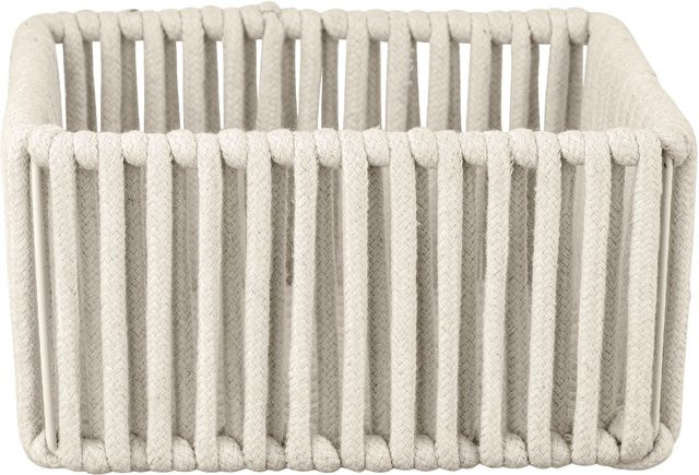 Aufbewahrungskorb SCHÖNER WOHNEN ZOVO M Natur Beige mit Metall-Draht-Gestell B: 20 cm, T: 20 cm, H: 10 cm - Bild 1