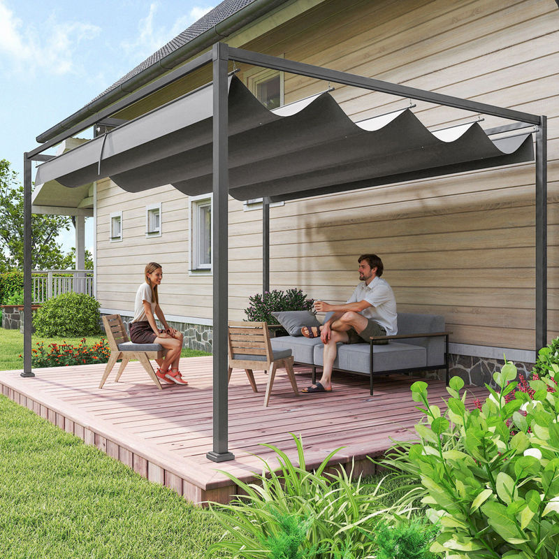 Outsunny Pergola modern aus Stahl in Dunkelgrau, B/H/L: 300 x 222 x 400 cm - Bild 2