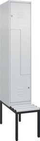 C+P Z-Spind Classic PLUS Sitzbank mit 2 Fächern und Zylinderschloss, Kunststoff-Sitzfläche, B/T/H: 212,0 x 40,0 x 81,5 cm - Bild 1