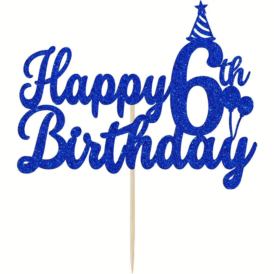 Blauer Happy 6th Birthday Kuchenaufsatz aus Kunststoff für Kindergeburtstage und Partydekoration - Bild 3