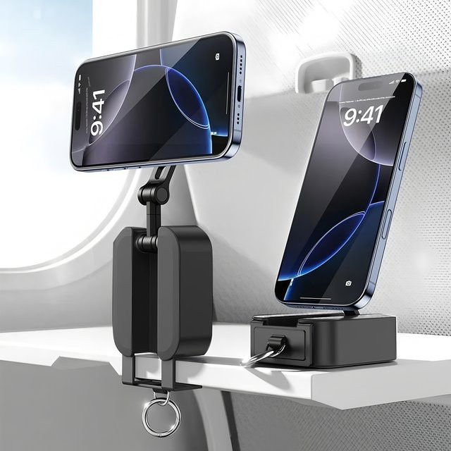 BESY Magnetischer Handyhalter Tragbarer Faltbarer Desktop-Ständer in Schwarz für iPhone und Samsung sowie HUAWEI - Bild 1