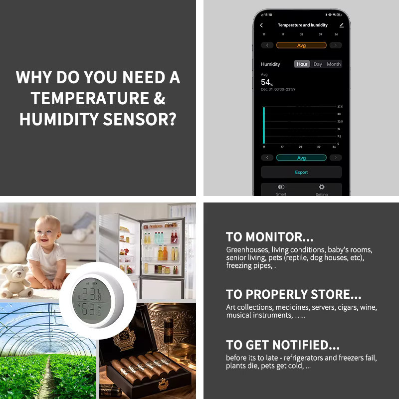 Tuya Smart ZigBee Thermometer in Weiß mit LCD-Display zur Messung von Innentemperatur und Luftfeuchtigkeit inklusive App-Steuerung und Sprachsteuerung für Alexa und Google Home Assistant - Bild 3