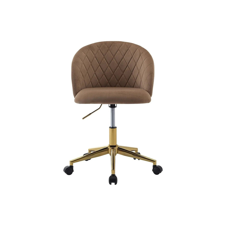 Poriani Bürostuhl ohne Armlehnen in Beige mit Samtbezug und goldenem Metallgestell für dein Home-Office - Bild 2