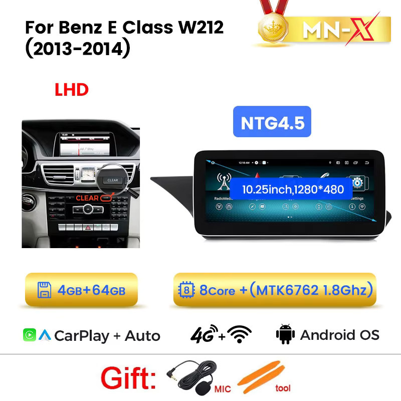 MEKEDE Wireless CarPlay und Android Auto Multimedia-Autoradio für Mercedes Benz E-Klasse W212 S212 NTG 4.0 4.5 5.0, 10,25 Zoll, Schwarz, mit Bluetooth, GPS und WiFi - Bild 8