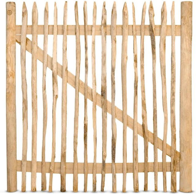 Stiltreu Genageltes Staketenzaun-Tor aus Edelkastanie in Braun, B: 150 cm, H: 150 cm - Bild 1
