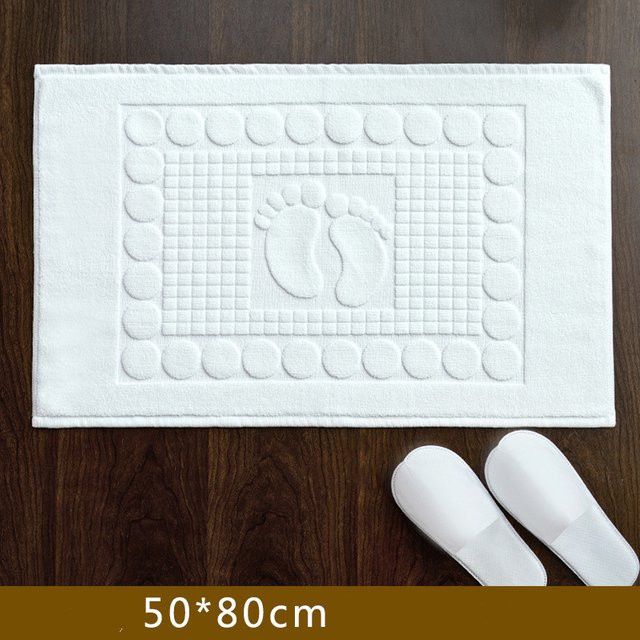 EGW Badematte aus Baumwolle mit 3D-Fußmuster in Weiß, rutschfest und saugfähig, B x L: 50 x 80 cm - Bild 1
