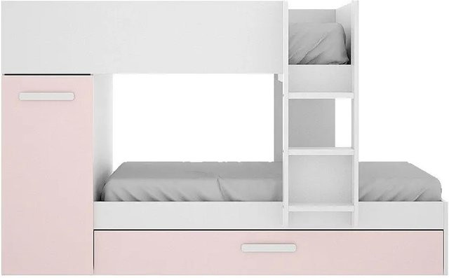 Vente-unique Etagenbett Anthony für Kinder in Puderrosa und Weiß mit Schubladen, Höhe: 244 cm, B/T: 190 x 90 cm - Bild 1