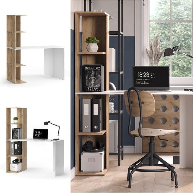 Vicco Schreibtisch Tower Weiß Sonoma mit 4 Fächern Breite: 122 cm, Tiefe: 55 cm - Bild 1
