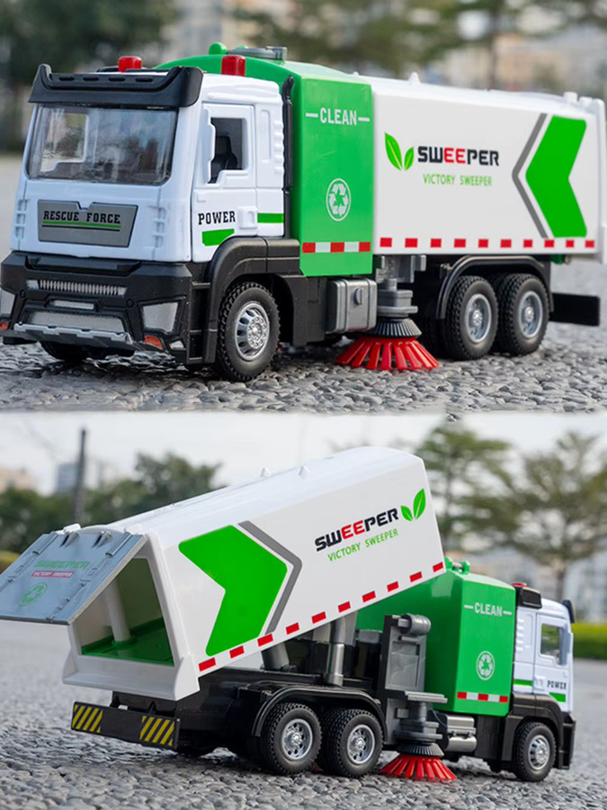 MAKEDA City Sweeper Muck Transport Truck, Spielzeugauto, Maßstab 1:32, Metall, mit Licht und Sound - Bild 5