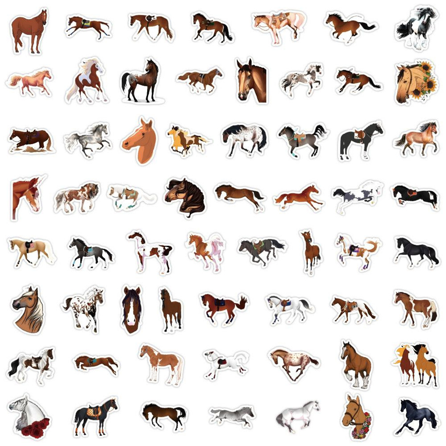 60 Cartoon Pferd Galopp Graffiti Aufkleber für Computer und Handyhülle - Bild 2
