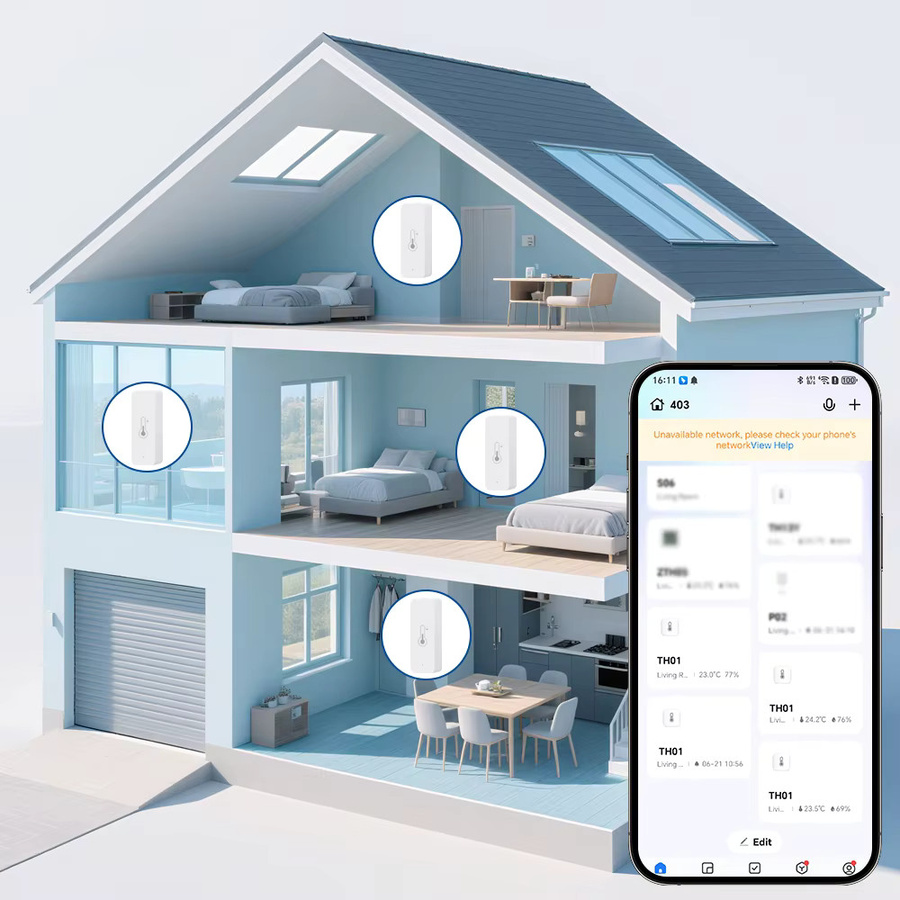 Tuya Smart Temperatur- und Feuchtigkeitssensor mit WiFi und Zigbee, weißes Thermometer und Hygrometer zur App-Steuerung via Smart Life, kompatibel mit Alexa und Yandex - Bild 2