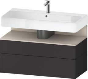 Duravit Waschtischunterschrank Qatego in Grau, Wandhängend mit LED-Beleuchtung und integrierten Schubladen, B: 99 cm, T: 47 cm, H: 59 cm - Bild 1