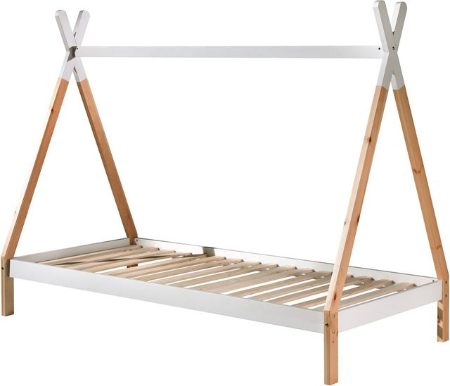 Vipack Tipi Zelt Bett aus massiver Kiefer in Natur und Weiß, Liegefläche B: 90 cm, L: 200 cm - Bild 1