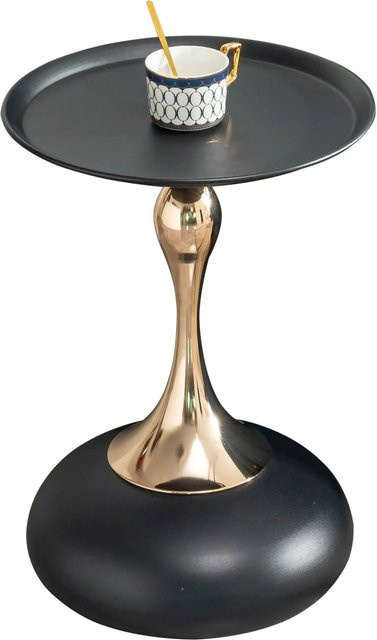 okwish Martini Beistelltisch rund aus Carbonstahl in Schwarz B/T/H: 38 x 38 x 54 cm - Bild 1
